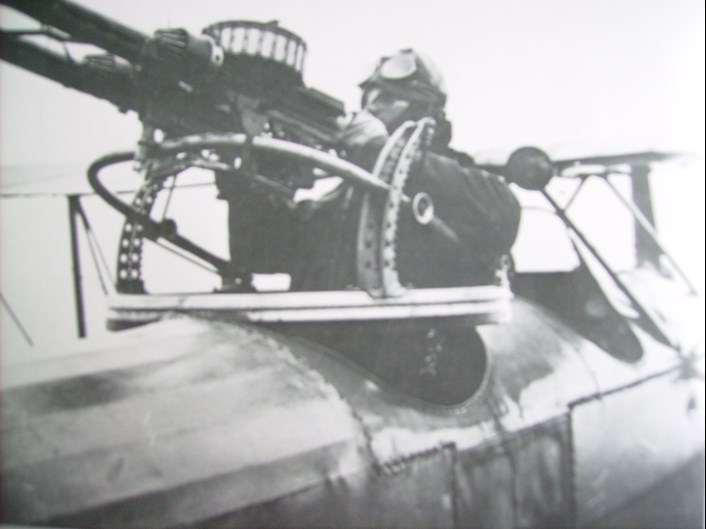 An Allied Gunner With Twin Lewis Machine Guns