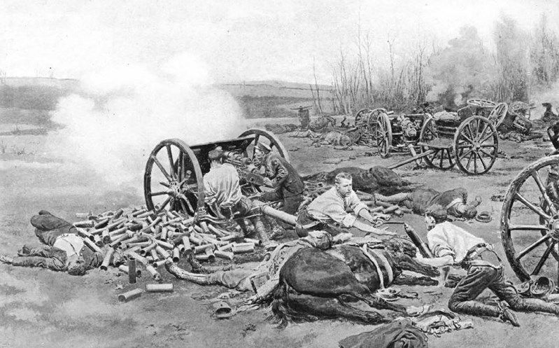 L Battery R.H.A. How Our Gunners Won The V.C. And Silenced The Fire Of The German Guns In The Face Of Overwhelming Odds. Print By Fortunino Matania. From Deeds That Thrill The Empire (Published 1919). (1)