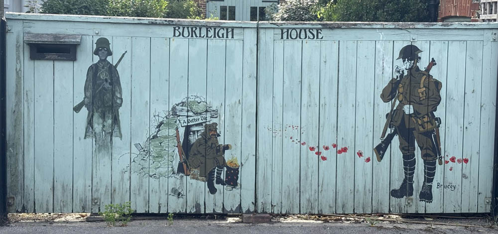 Mural On A Double Gate To The Garden Of A House In Baythorne End