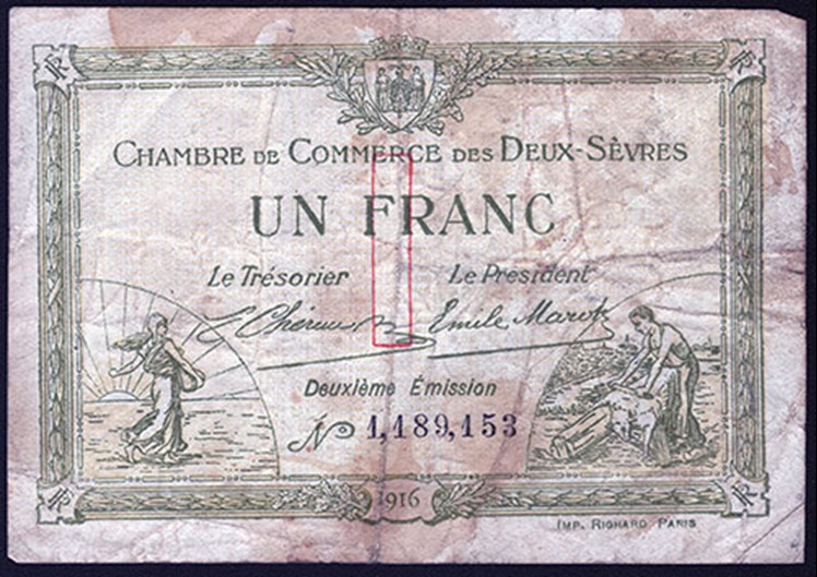 A 1 Franc Banknote Issued In 1916