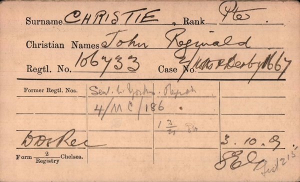John Reginald Christie 'Other Ranks Survived' Card