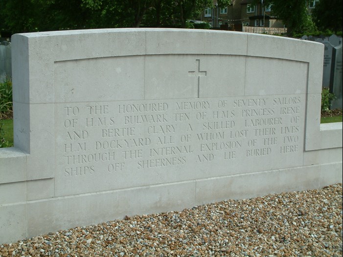 The Mass Grave In Gillingham (Woodlands) Cemetery For Victims Of The Bulwark And Princess Irene Explosions