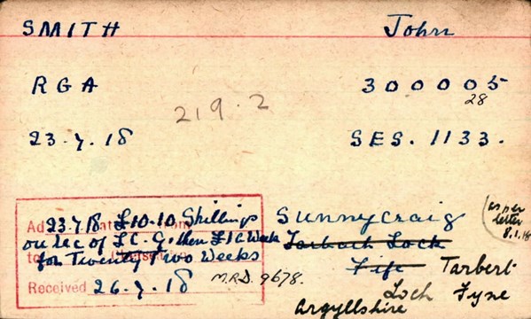 John Smith Medal Index Card 2