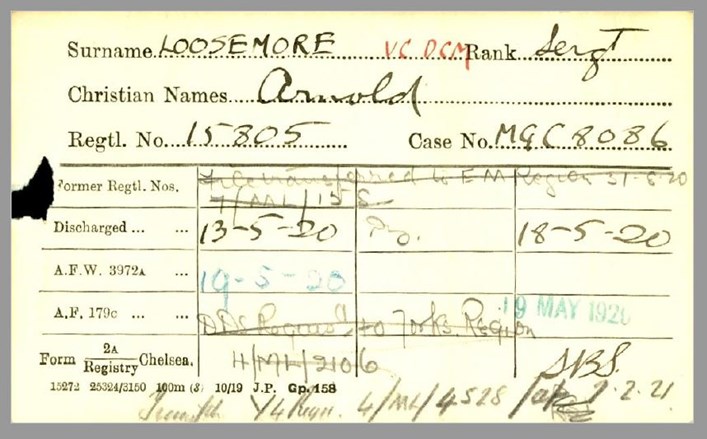 Front Of The 'Secondary' Card For Arnold Loosemore