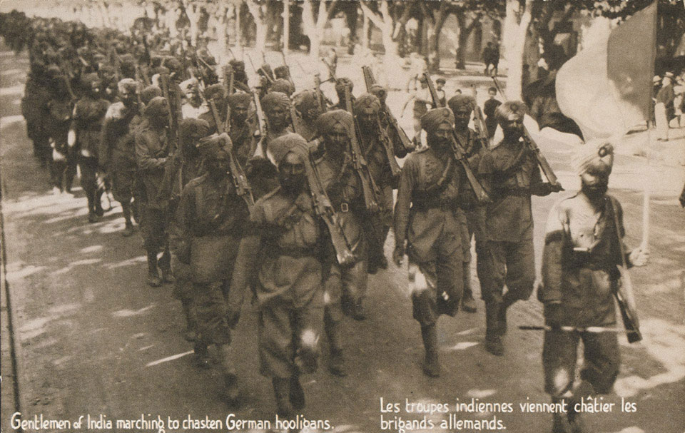 15Th Sikhs Gentlemen Of India Marching To Chasten German Hooligans 1914