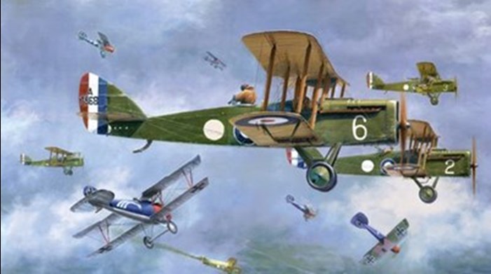 Dh4s Of 57 Squadron Fight Off Albatross Dvs Of Jasta 18