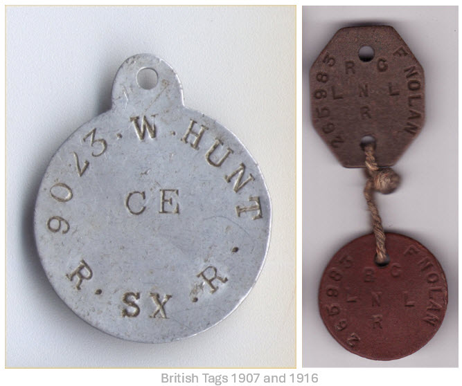 British Tags 1907 And 1916