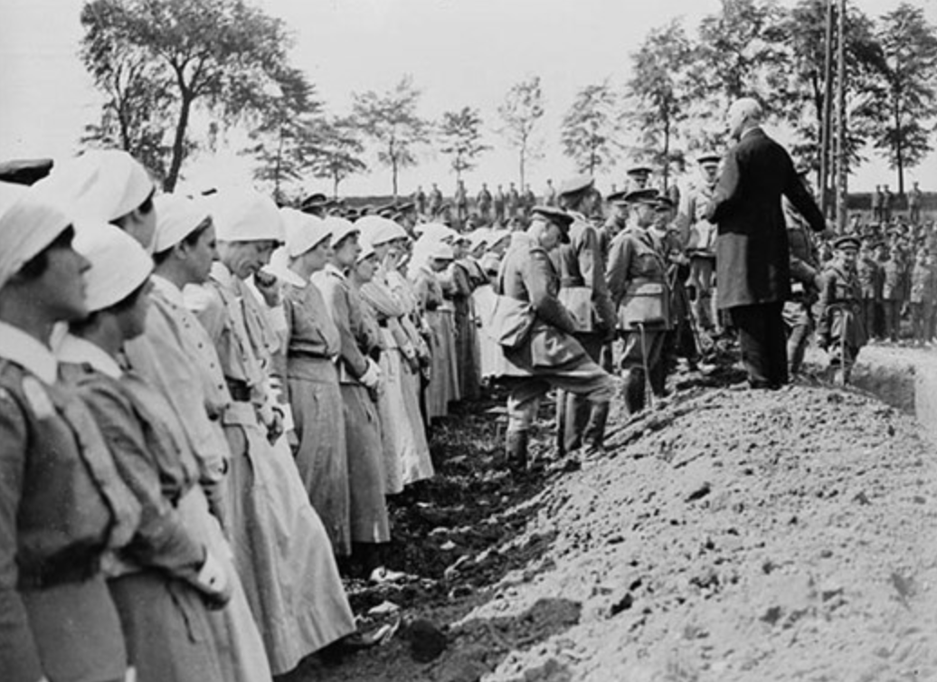 Nurses And Staff Of The 3Rd Canadian Stationary Hospital Being Address By Bishop Fallon Of London