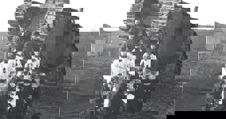 Great War Theatrical Performers In Front Of A Tank