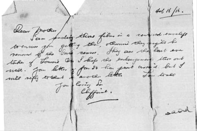 The Letter Dated 16Th February 1916 Was Addressed To His Mother