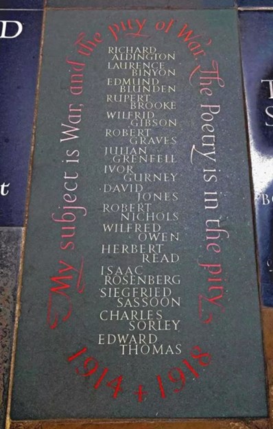 Poets Of The First World War Memorial, Westminster Abbey