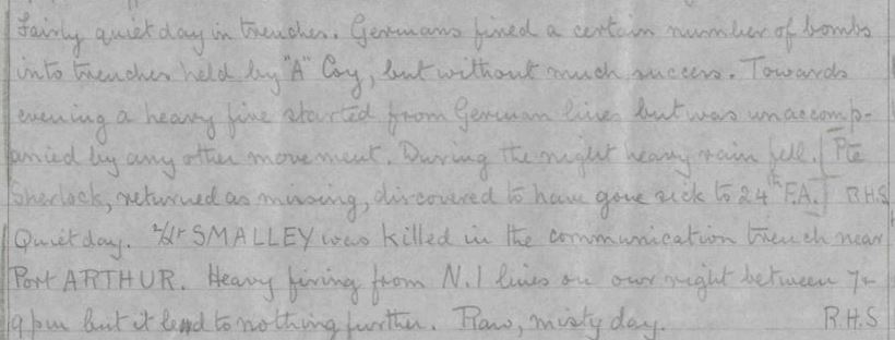 Extract From War Diary December 1914