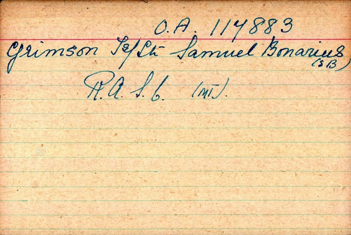 The Pension Card For Samuel Grimson