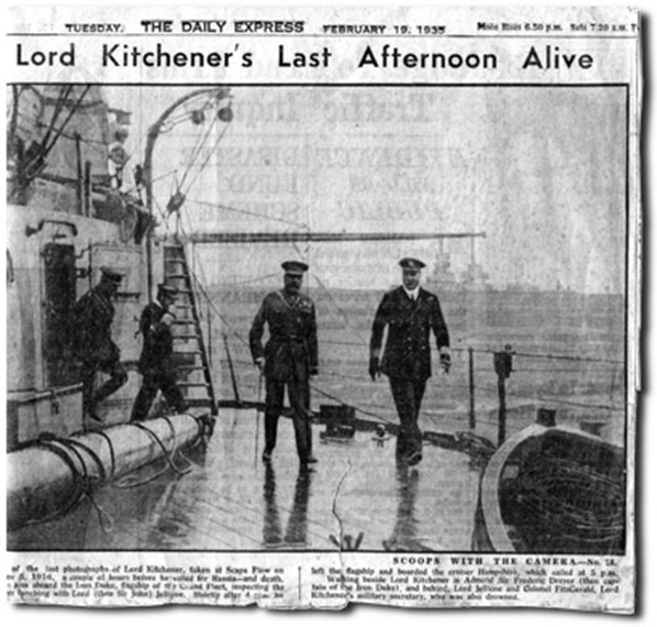 Aboard HMS Iron Duke In Scapa Flow On Afternoon Of 5Th June 1916. Col Fitzgerald (Kitchener's Military Secretary) Is Just Stepping Out Of The Doorway To The Left Of The Photo.