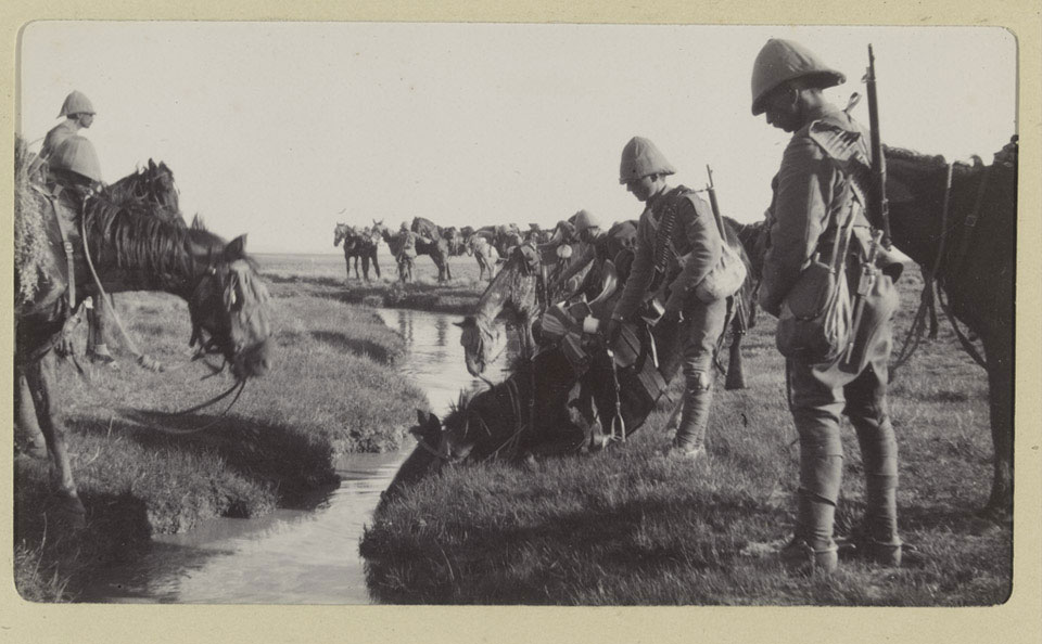 Mounted Infantry Watering Their Horses, South Africa, 1901 (National Army Museum)