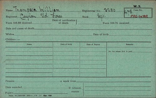 William Thompson Pension Record Card 2