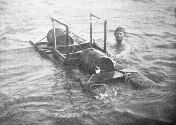 Lieutenant Guy D'oyly Hughes Starting Off With His Raft On 21 August 1915