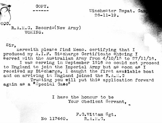 Dates Of Both His Entering And Leaving The AIF.