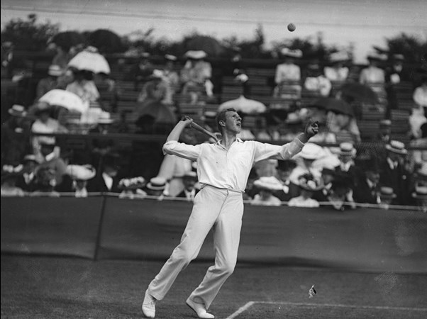 July 1908, Anthony Wilding Of New Zealand In Action During The Tennis Championships At Wimbledon