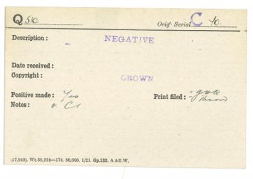IWM Card Index Showing The Full Caption On The Reverse.