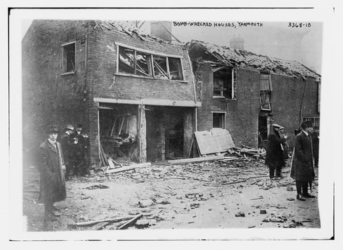 Homes In Great Yarmouth Damaged By Bombs Dropped By The German Zeppelin L3 On 19 January, 1915.