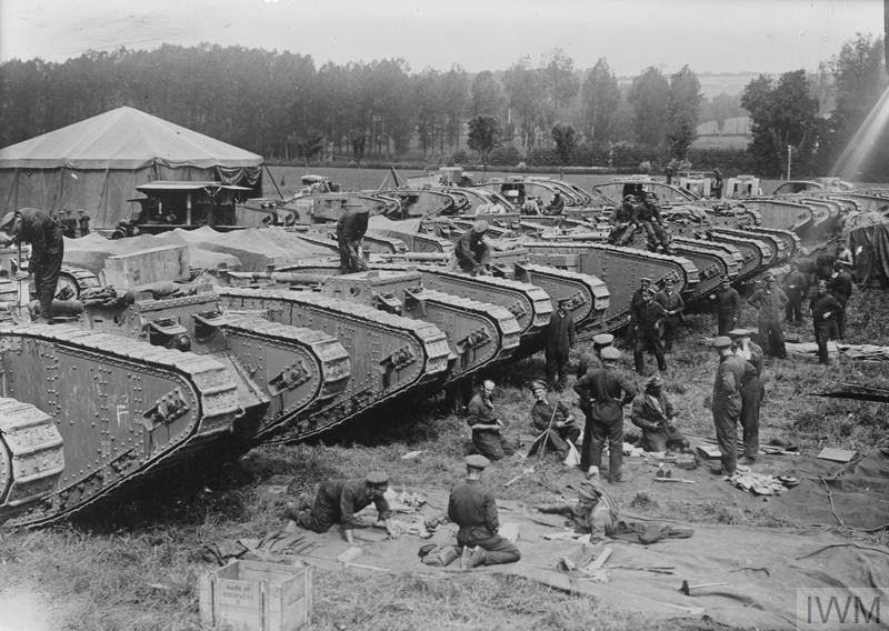 British Soldiers With Tanks Lined Up At Rollencourt