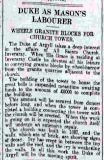 Inveraray Archive Newspaper Report From The Daily Record, July 1928