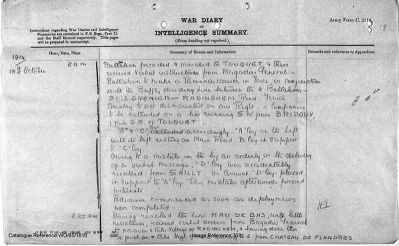 2Y&L War Diary. The National Archives WO 95.1610