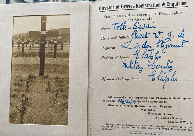 A Photograph Of The Original Grave Marker As Sent To The Family