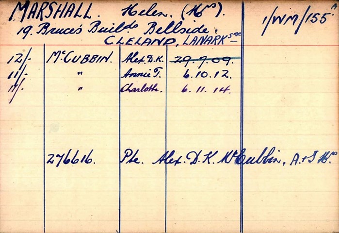 Private Mccubbin Widows Card