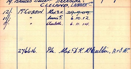 Private Mccubbin Widows Card