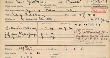 Pension Card For John Wadsworth