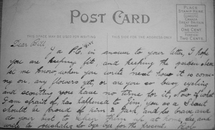 Postcard Sent By Bob Ringland (Back)