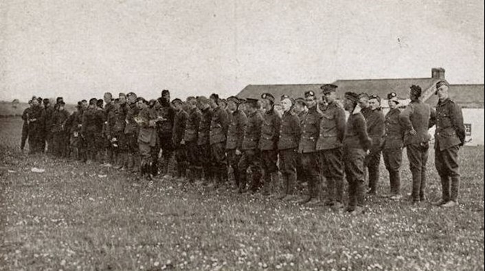 The Roll Call Of The 62 Survivors At Quintinshill Being Taken By The CO Lt Col Peebles