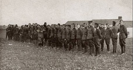 The Roll Call Of The 62 Survivors At Quintinshill Being Taken By The CO Lt Col Peebles