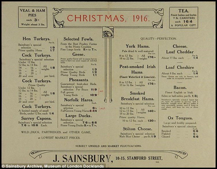 Sainsburys Christmas Prices 1916