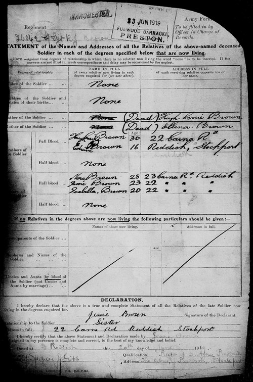 Army Form 5080 Requesting Details Of Next Of Kin (1)