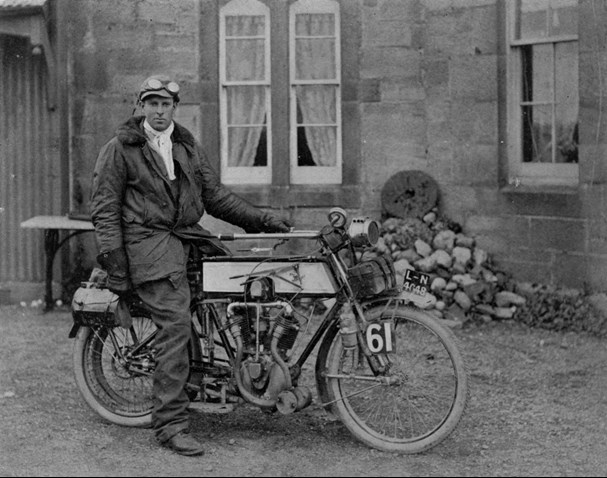 Wilding About To Embark On A Land's End To John O'groats Trial In 1908. He Won A Gold Medal.
