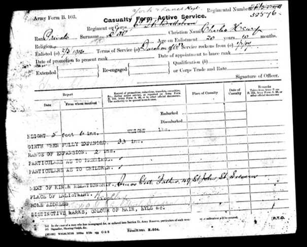 Charles Gill Service Record