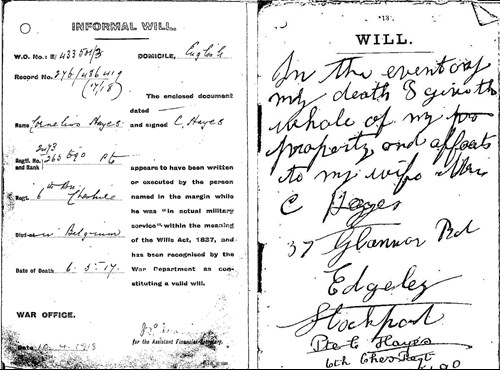 Will In Own Handwriting From His Pay Book