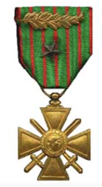 Croix De Guerre Ribbon With Bronze Palm Emblem