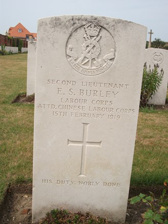 A Headstone Of One Of The Officers Of The CLC. This Is At Les Baraques Military Cemetery