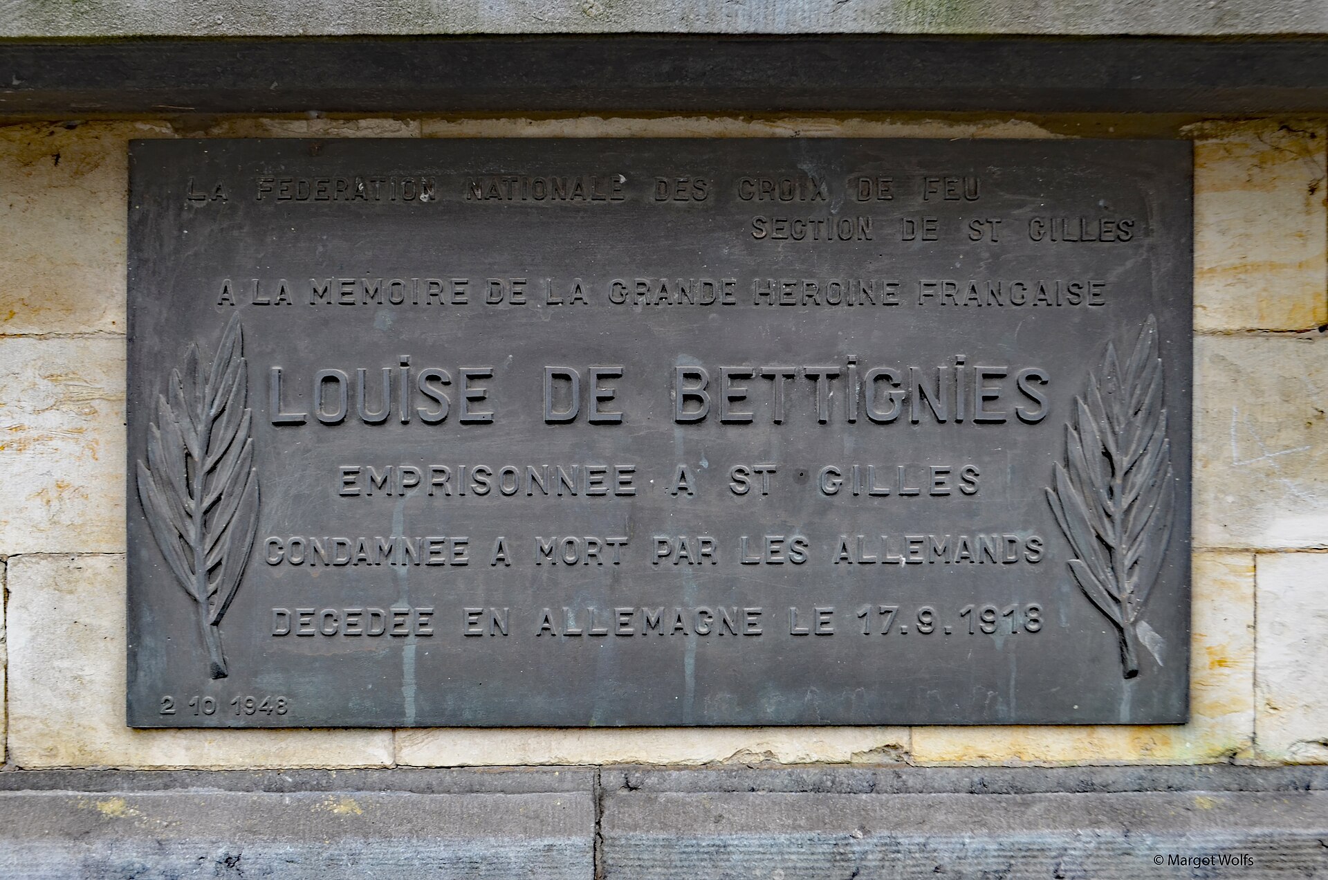 Plaque To Louise In Front Of The Prison Of St. Gilles In Brussels