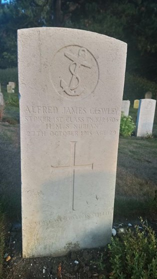 The Headstone For Stoker 1St Class Alfred Clewley In St James Cemetery, Dover. Photo – IWM