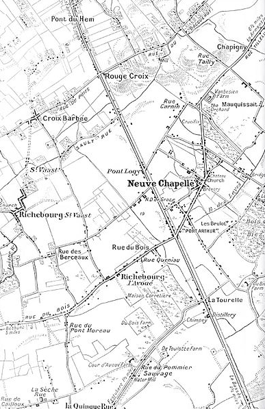 Map Showing The Terrain In The Vicinity Of Neuve Chapelle, 1914 1915