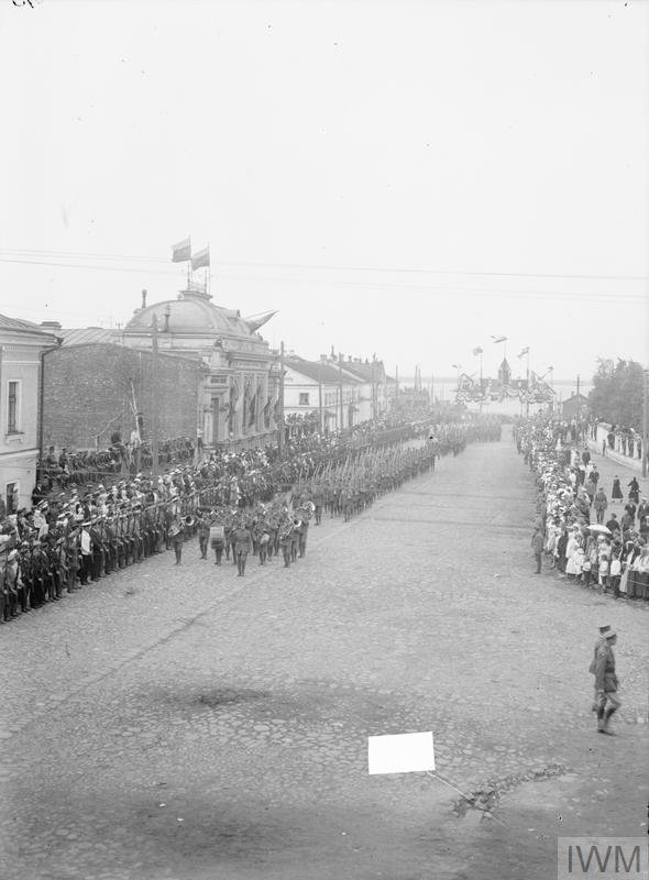 British Troops Marching Through Archangel (1919) (IWM Q 16041)
