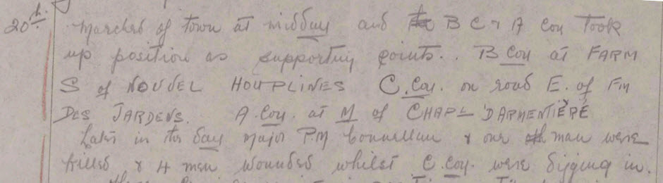 War Diary 20 October 1914