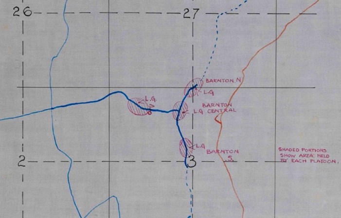 Map From The War Diary Of The General Staff Of 55Th (West Lancashire) Division (First Army WD, TNA.WO95.175)