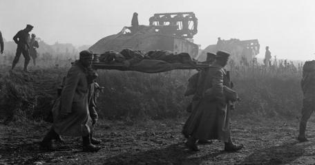 Battle Of St Quentin Canal Prisoners Bringing In Wounded And Mark V Tanks Advancing Near Bellicourt 29 September 1918 Iwm