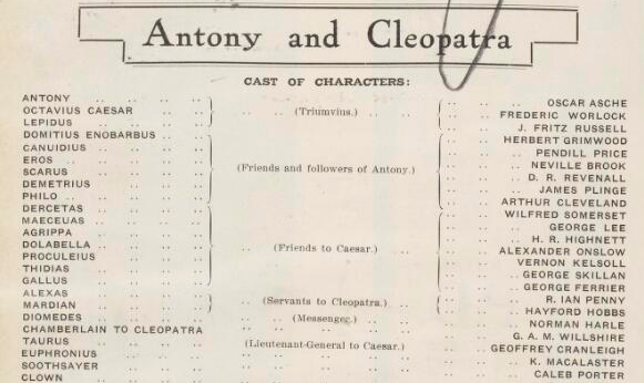 Played A Part In 'Antony And Cleopatra'